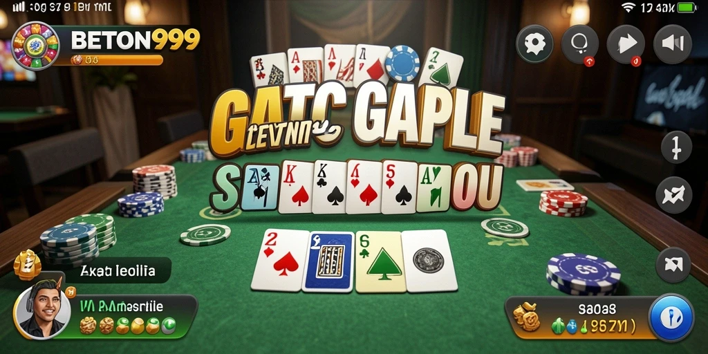 Screenshot BETON999 menampilkan gameplay Gaple yang seru dan interaktif.