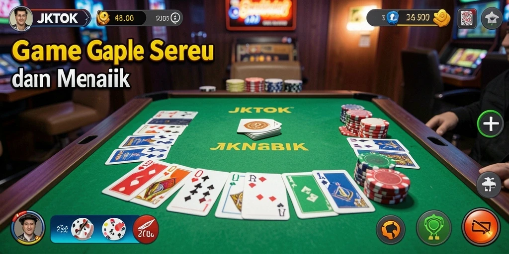 Screenshot gameplay JKTOK menampilkan suasana seru permainan Gaple.