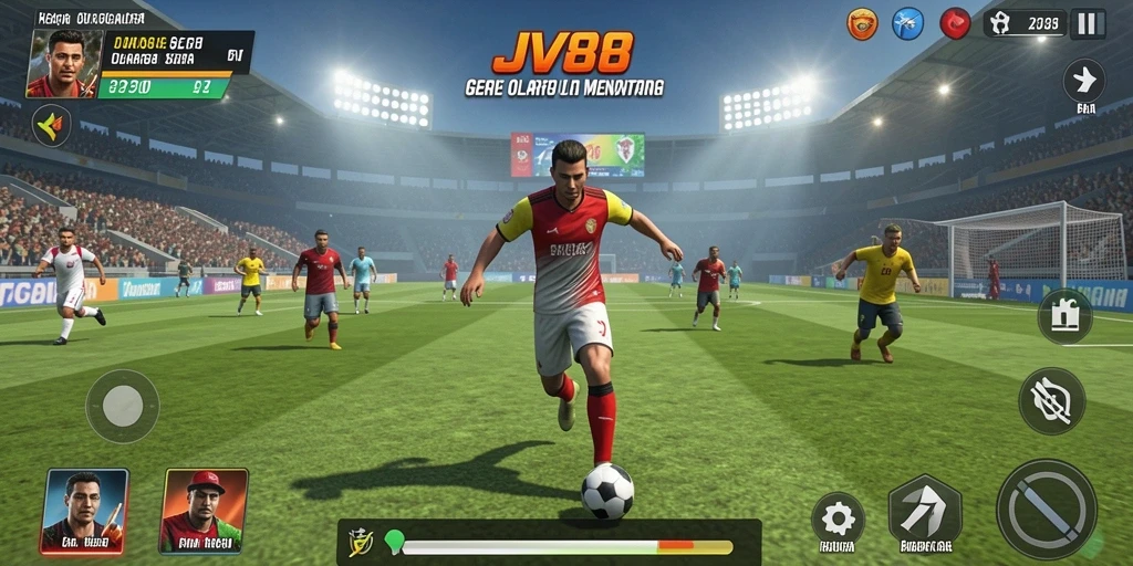 Screenshot gameplay JV88 menampilkan aksi seru dalam olahraga.