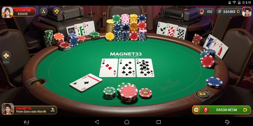 Tampilan utama gameplay Poker MAGNET33 yang menarik dan interaktif.