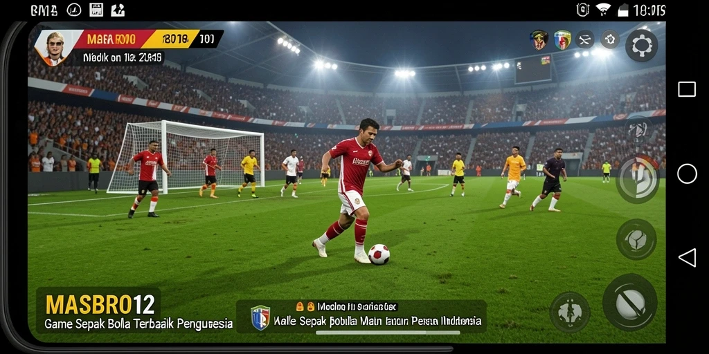 Gameplay MASBRO12 yang mendebarkan dalam aksi sepak bola.