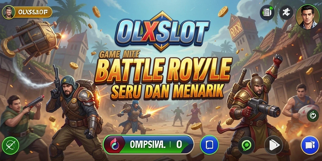 Screenshot OLXSLOT menampilkan aksi pertempuran intens di medan Battle Royale.