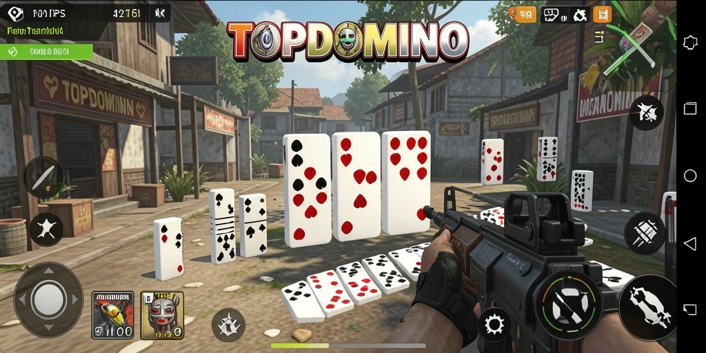 Screenshot gameplay TOPDOMINO yang menunjukkan aksi mendebarkan saat bermain TPS.